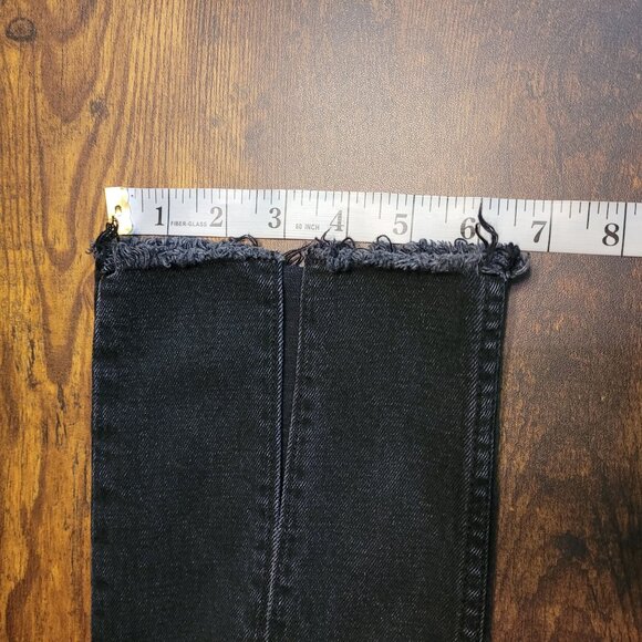 Abercrombie & Fitch Jeans Sz 8 Skinny Hi Rise Raw Hem Slit Ankle Black Stretch - Picture 9 of 9